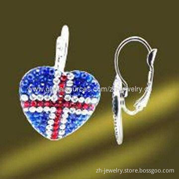 Rhinestone Crystal Ball Hoop Earrings, Made of Silver
